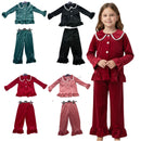TTC IVY Girls Velour Frill Detail Button Up Pyjamas