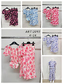 Girls Flower Print Top And Trouser Co-ord With Matching Bag 2093