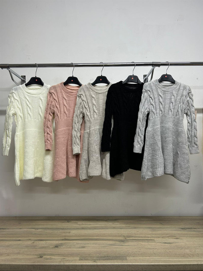 Girls Cable Knit Jumper Dress 6022