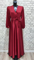 Ladies Belted Satin Dress