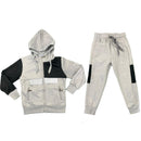 Boys Tracksuit Cotton Jacket Jogging Bottoms Set Outfit Panel Kids Reflective
