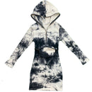 Girls Kids Tie Dye Long Sleeve Dress Hooded Bum Bag Pastel Rainbow Cotton Zip Up.