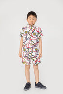 Boys Shirt Swim Shorts Set Outfit Chain Print Kids Short Sleeve Co-ord Summer