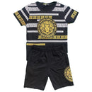 Boys Kids T-Shirt Shorts Set Diamante Lion Print Fashion Summer Top And Short Set.