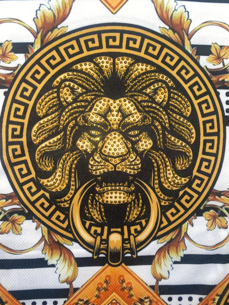 Boys Kids T-Shirt Shorts Set Baroque Chain Lion Print Fashion Summer Top Outfit