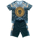 Boys Kids T-Shirt Shorts Set Baroque Lion Print Sports Diamante Gym Outfit Summer