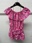Girls Flower Print Playsuit With Bag