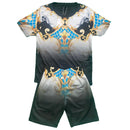 Boys Kids T-Shirt Shorts Set Baroque Two Tone Sports Summer Top Gym Fashion