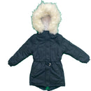 Girls Kids Coat Padded Jacket Parka Warm Fur Lined Hooded Long Cotton Winter.