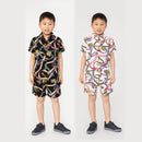Boys Shirt Swim Shorts Set Outfit Chain Print Kids Short Sleeve Co-ord Summer