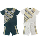 Boys Kids T-Shirt Shorts Set Baroque Chain Print Fashion Summer Top Short Set.