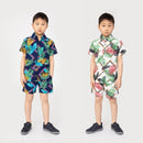 Boys Shirt Swim Shorts Set Outfit Printed Kids Short Sleeve Co-ord Summer