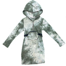 Girls Kids Tie Dye Long Sleeve Dress Hooded Bum Bag Pastel Rainbow Cotton Zip Up.