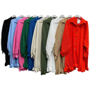 Ladies Crinkle Gold Button Long Sleeve Shirt Dress