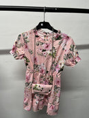 Girls Flower Print Dress With Bag