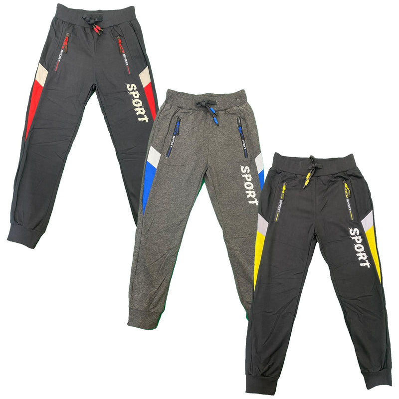 Boys Joggers Zip Pocket Kids Cotton Sports Jogging Tracksuit Bottoms Reflective Gym PE