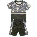 Boys Kids T-Shirt Short Set Reflective Outfit Two Tone Shorts Gym