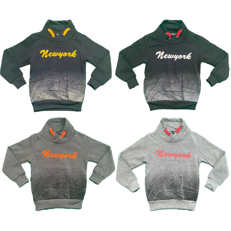 Boys Kids Jumper Sweatshirt Top Fleece Winter Warm Pullover New York Printed.