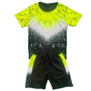 Boys Kids T-Shirt Shorts Set Two Tone Printed Sports Summer Top Gym Outfit Set