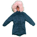 Girls Kids Coat Padded Jacket Parka Warm Fur Lined Hooded Long Cotton Winter.