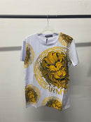 Mens Lion Print T-Shirt Army Aztec