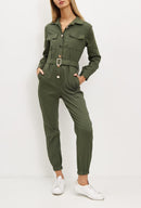 Womens Cargo Jumpsuit All In One With Belt