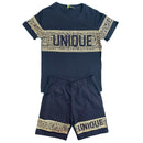 Boys Kids T-Shirt Shorts Set Diamante Print Fashion Summer Top And Short Set.