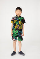 Boys Shirt Swim Shorts Set Outfit Leaves Print Kids Short Sleeve Co-ord Summer