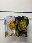 Mens Lion Print T-Shirt Army Aztec