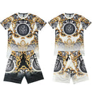 Men's T-Shirt Shorts Set Baroque Lion Print Fashion Summer Top Outfit Men's