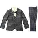 Boys Suits 5 Piece Checked Wedding Page Boy Party Prom Suit Formal Kids
