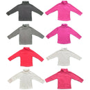 Baby Kids Plain Long Sleeve Top Boys Girls T-Shirt Thick Cotton Polo Neck Warm.