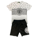 Boys Kids T-Shirt Shorts Set Diamante Baroque Lion Print Fashion Summer Top And Short Set.