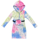 Girls Kids Tie Dye Long Sleeve Dress Hooded Bum Bag Pastel Rainbow Cotton Zip Up.