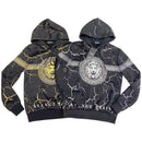 Mens Lion Print Diamante Hoodie F9365