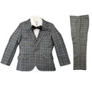 Boys Suits 5 Piece Checked Wedding Page Boy Party Prom Suit Formal Kids