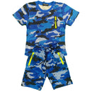 Boys Kids Camo Camouflage T-Shirt Shorts Set Sports Cotton Army Summer Gym PE.