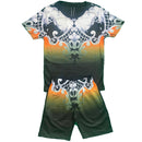 Boys Kids T-Shirt Shorts Set Baroque Two Tone Sports Summer Top Gym Fashion