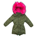 Girls Kids Coat Padded Jacket Parka Warm Fur Lined Hooded Long Cotton Winter.