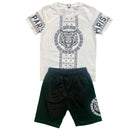 Boys Kids T-Shirt Shorts Set Baroque Chain Tiger Print Fashion Summer Top Outfit