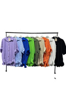 Ladies Crinkle Gold Button Blouse Shirt