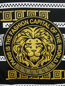 Boys Kids T-Shirt Shorts Set Diamante Lion Print Fashion Summer Top And Short Set.