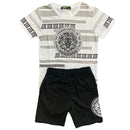 Boys Kids T-Shirt Shorts Set Diamante Lion Print Fashion Summer Top And Short Set.