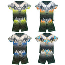 Boys Kids T-Shirt Shorts Set Baroque Two Tone Sports Summer Top Gym Fashion