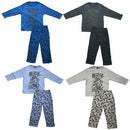Boys Kids Pyjamas Long Sleeve Top Bottom Set Nightwear Motorbike Cotton Fleece