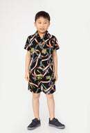 Boys Shirt Swim Shorts Set Outfit Chain Print Kids Short Sleeve Co-ord Summer