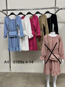 Girls Textured Dress With Matching Bag (0189)