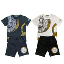 Boys Kids T-Shirt Shorts Set Diamante Baroque Lion Print Fashion Summer Top Short Set.