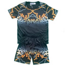 Boys Kids T-Shirt Shorts Set Baroque Print Sports Gym Outfit Summer Fashion