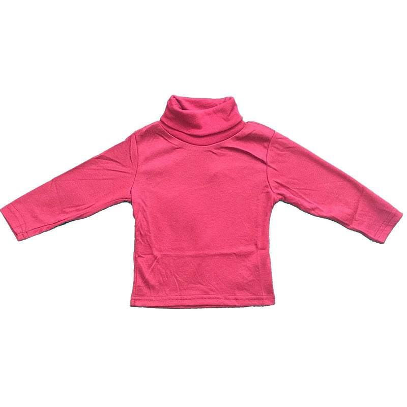 Baby Kids Plain Long Sleeve Top Boys Girls T-Shirt Thick Cotton Polo Neck Warm.